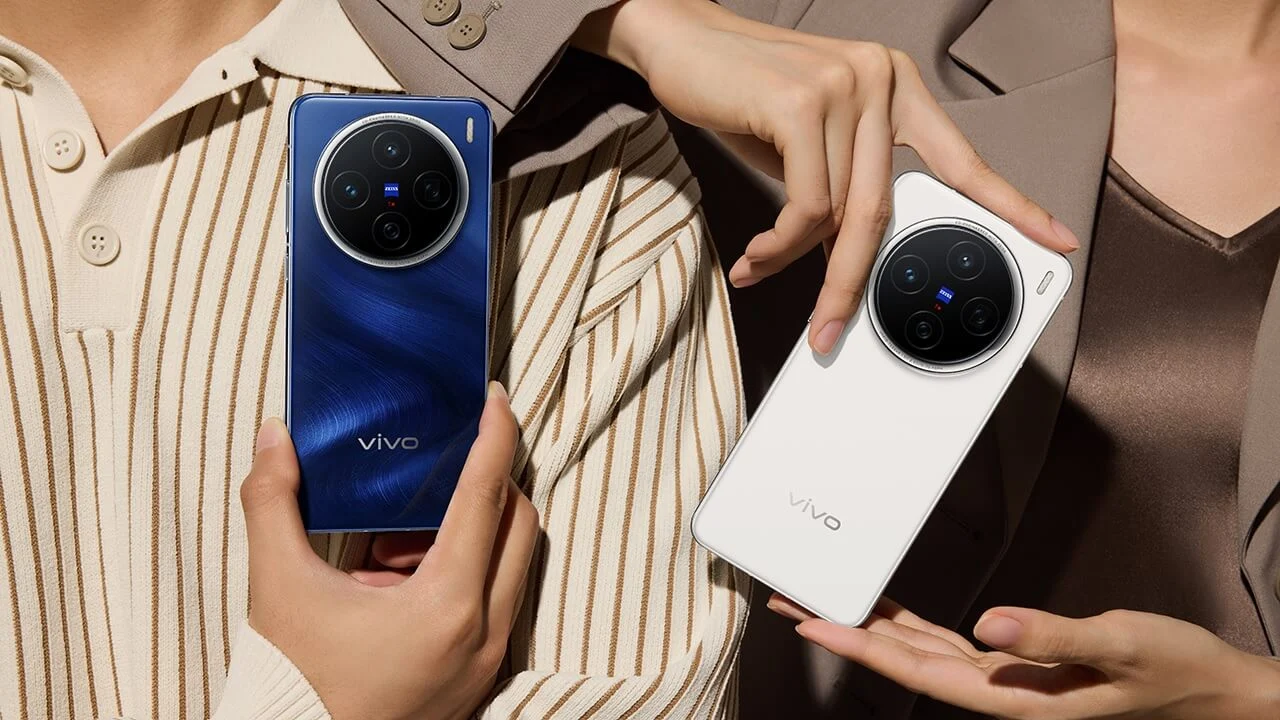 A close-up of the Vivo X200 Pro and Pro Mini smartphones showcasing their sleek design and advanced features, with a focus on the display and camera setup. The devices are highlighted against a vibrant background, emphasizing their cutting-edge technology powered by the Dimensity 9400 chipset.